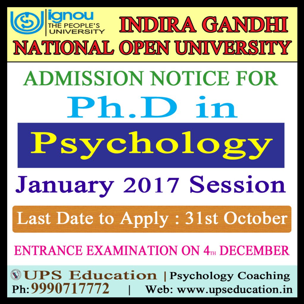 phd in psychology from ignou