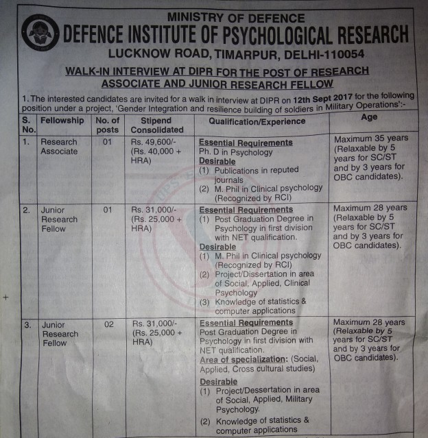 psychology research job vacancies