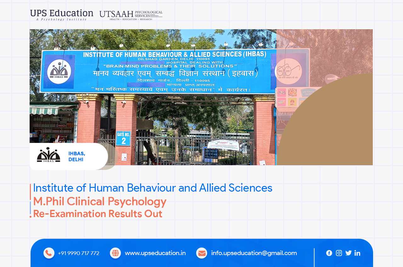 M.Phil Clinical Psychology Re-Examination Results Out, IHBAS Delhi—UPS Education