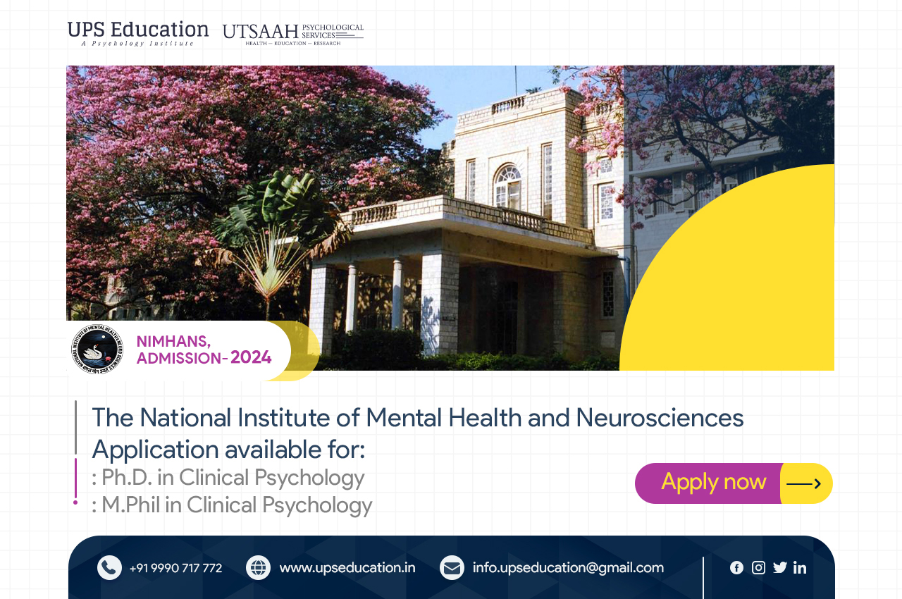 NIMHANS MPhil Clinical Psychology Admissions 2024